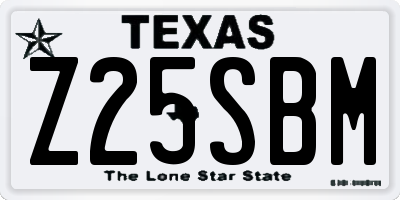 TX license plate Z25SBM