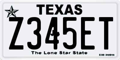 TX license plate Z345ET