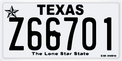 TX license plate Z66701