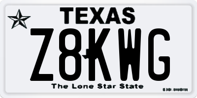 TX license plate Z8KWG