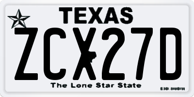 TX license plate ZCX27D