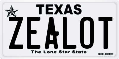 TX license plate ZEALOT