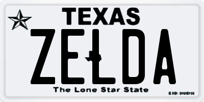 TX license plate ZELDA