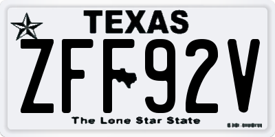 TX license plate ZFF92V