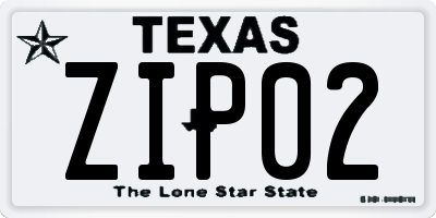 TX license plate ZIP02