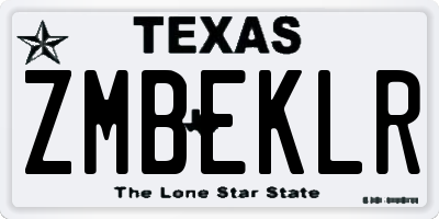 TX license plate ZMBEKLR