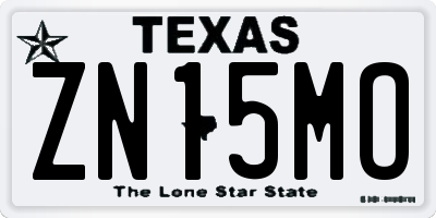 TX license plate ZN15MO