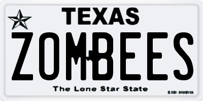 TX license plate ZOMBEES