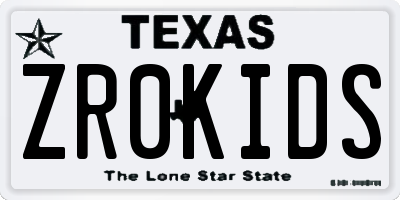 TX license plate ZR0KIDS