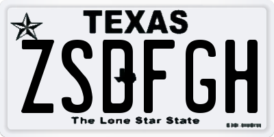 TX license plate ZSDFGH