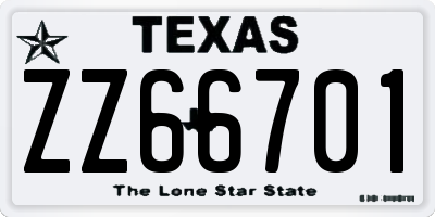 TX license plate ZZ66701