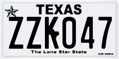 TX license plate ZZK047