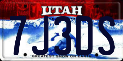 UT license plate 7J3DS