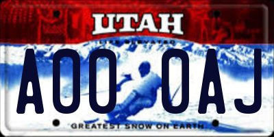 UT license plate A000AJ