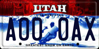 UT license plate A000AX