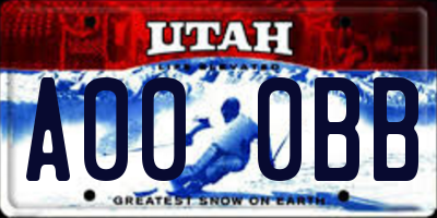 UT license plate A000BB