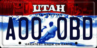 UT license plate A000BD