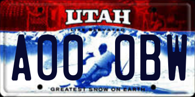 UT license plate A000BW