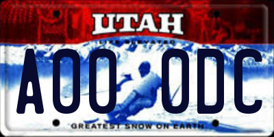 UT license plate A000DC