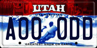 UT license plate A000DD