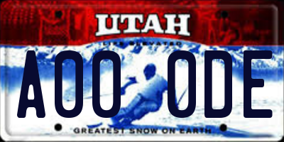 UT license plate A000DE