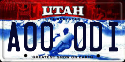 UT license plate A000DI