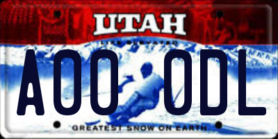 UT license plate A000DL