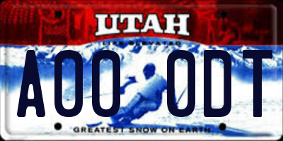 UT license plate A000DT