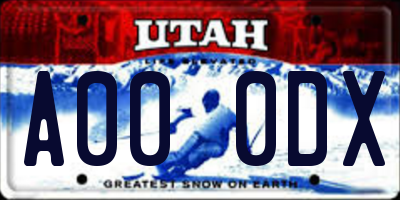 UT license plate A000DX