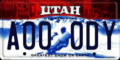 UT license plate A000DY