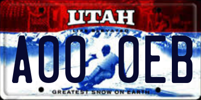 UT license plate A000EB