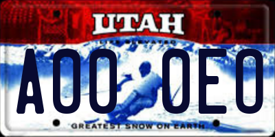 UT license plate A000EO