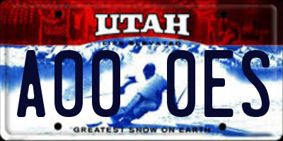 UT license plate A000ES