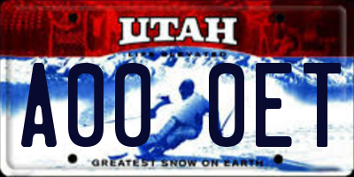 UT license plate A000ET