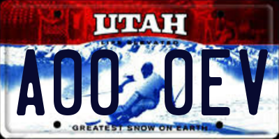 UT license plate A000EV