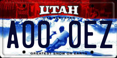 UT license plate A000EZ