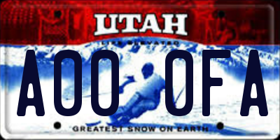 UT license plate A000FA