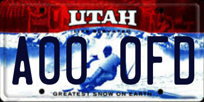 UT license plate A000FD