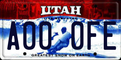 UT license plate A000FE