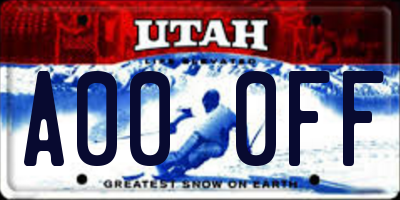 UT license plate A000FF