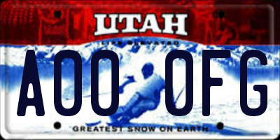 UT license plate A000FG