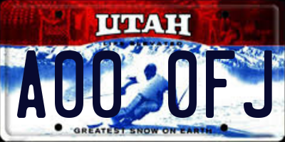 UT license plate A000FJ