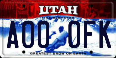 UT license plate A000FK