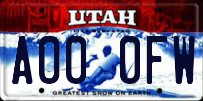 UT license plate A000FW