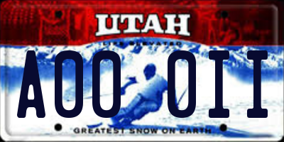 UT license plate A000II