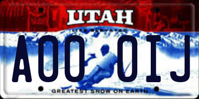 UT license plate A000IJ