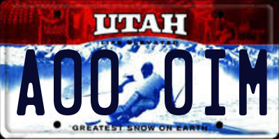 UT license plate A000IM