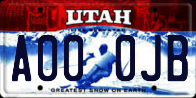 UT license plate A000JB