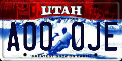 UT license plate A000JE