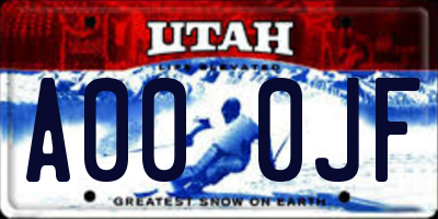 UT license plate A000JF